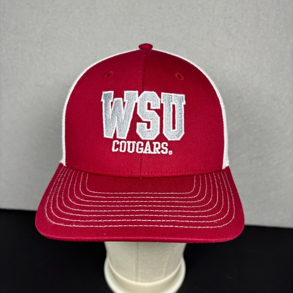 Washington State Cougars WSU Hat Snapback Red White Trucker Mesh Cap The Game
